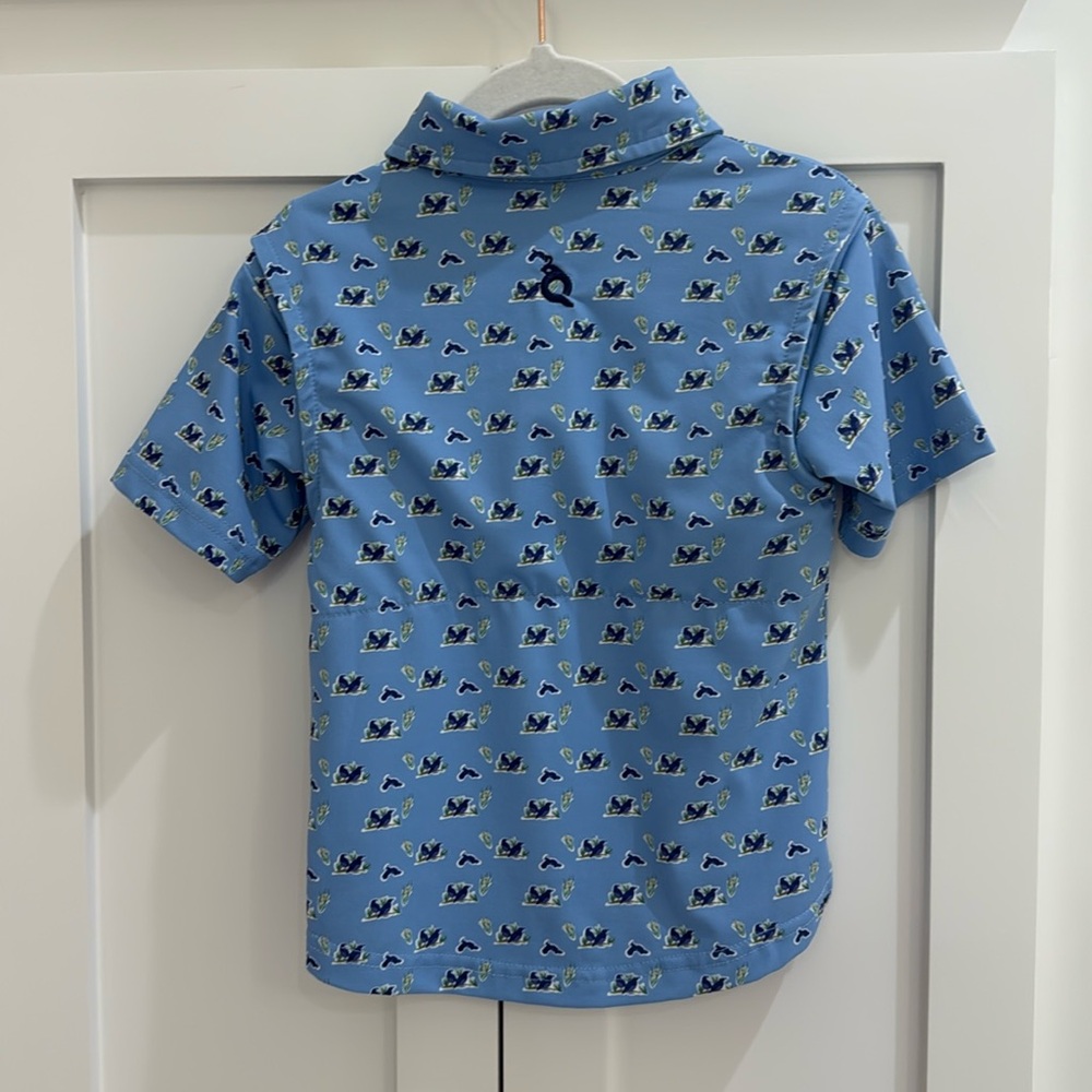 Blue Quail Performance Short Sleeve Blue Polo Shirt with Quail Print 2T - Picture 4 of 11
